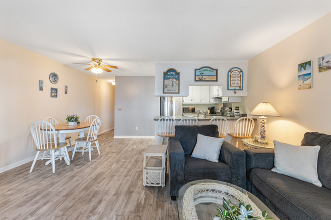Living Room/Kitchen - Ocean View Carolina Beadch Condo | 2 Bedroom 2 Bath