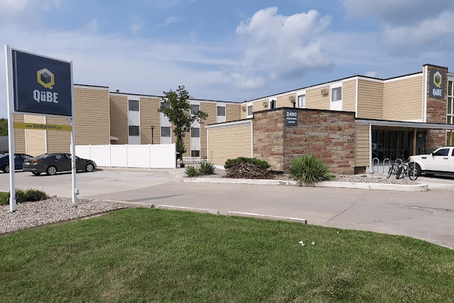 Street view of the apartment complex - Qube Apartments