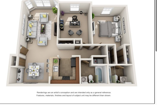 2 bed 2 bathroom layout - Mill Valley State 2B2B Apartment