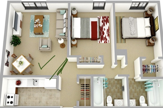 Layout - 1bed and 0.5 bath(furnished) available at Harbor Point On The Bay Apartments