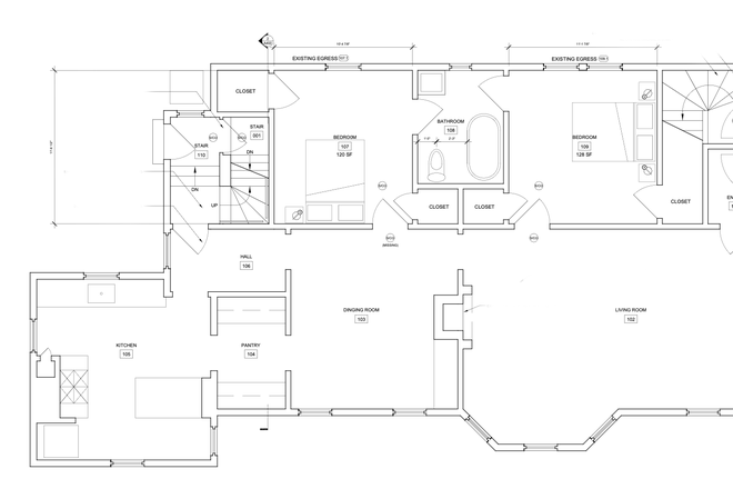 Floor Plan - Sunny Large Historic 2 Bed/1Bath with Beautiful Garden + Off-Street Parking
