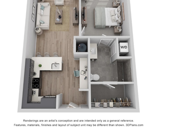 1 bedroom, 1 bath Floor Plan - Carolina Square Apartments, 2 min walk to campus in Prime Location: Franklin Street