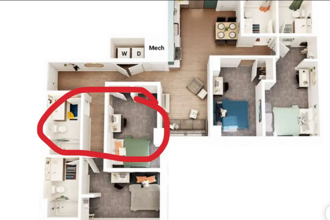 Layout of the apartment and location of the available unit. - Union on Knox Apartments