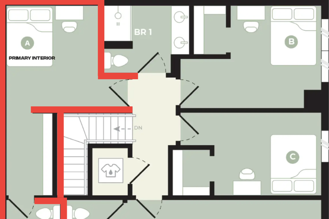 Floorplan for the 2nd floor - Hub College Park Apartments – 2026–2027 Lease Takeover (NO WINDOW IN ROOM)