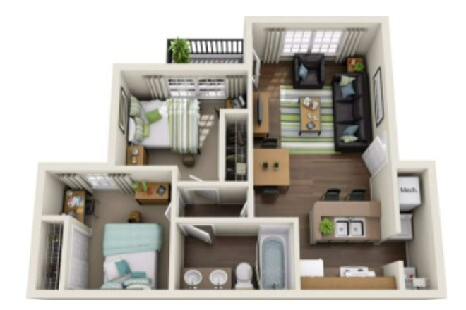 Floor Plan - University Park - Spring Sublease for 2bd/1ba Unit
