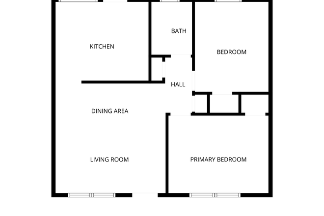 Floor plan - Pinewood Flats 2 Bed/1 Bath near Carrboro Farmers Market Apartments