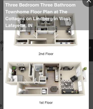 Floor Layout - 3 Bed 3 Bath at the Cottages on Lindberg! Apartments