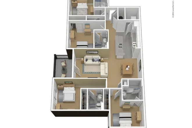 Floor Plan - Courtyards 1 Apartment (4-bed/4-bath) - One room