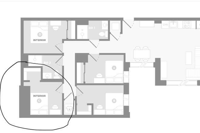 Layout of Unit/Bedroom - Hub College Park Apartment Summer Sublease
