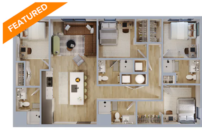 Apartment Layout (Ever Knoxville Website) - Ever Knoxville, Brand New Apartment Complex right on The Strip, Opens Fall of 2026