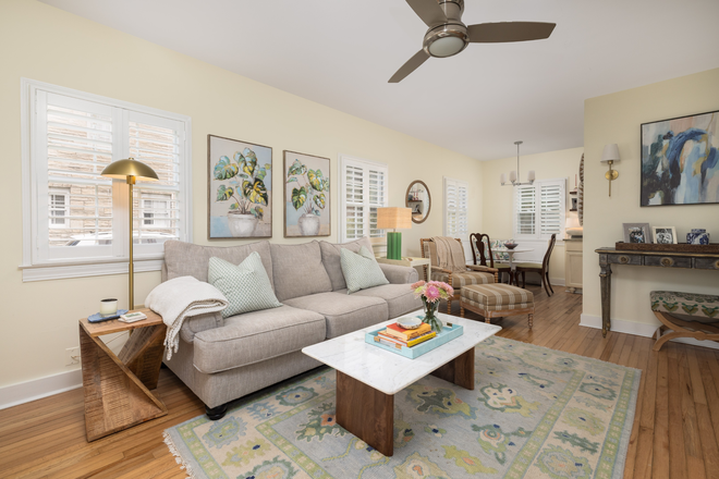 Living Room - Fully Furnished 2BR in Old Windermere | Walkable Location + Private Patio Townhome
