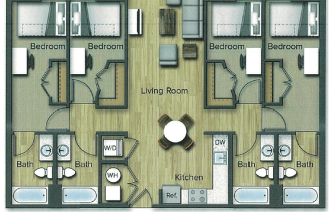 Rightmost Room - Terrapin Row 4x4 Attached Bath Sublease Spring + Summer Apartments