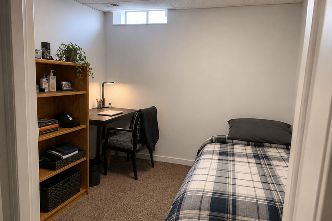 Private Bedroom - (FOR MALE) Private room for rent in a shared basement at Whiteleas Avenue