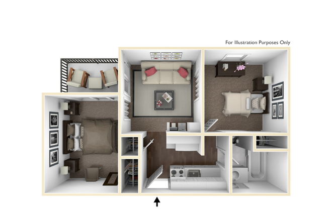 Layout of apartment - Looking for girl roommate - Beal Street Apartments - Close to North campus