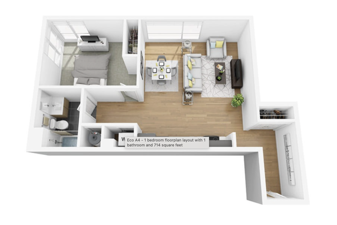Floorplan - 1 Bedroom in Alston for Sublease 9/1/26-2/6/27