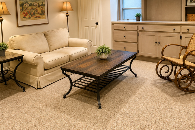Cozy basement living room retreat - One Bedrooom with office, street lower level apartment