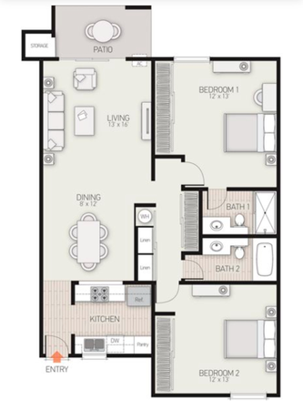 Occupying Bedroom 2 and Bath 2 - Parkwest Apartment