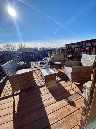 Large Private Deck - Faces South, Lots of Sun - Furnished All-Inclusive Condo Near WashU | Pet Friendly | Private Deck, Pool, Gym & Gated Parking