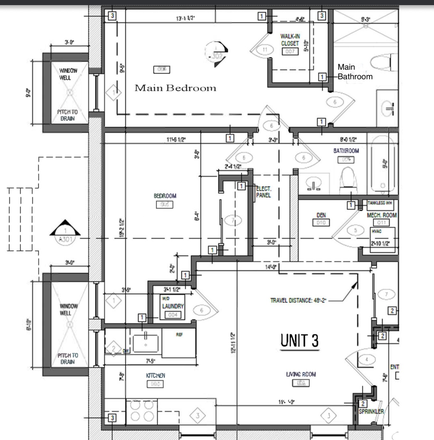 Floorplan with dimensions - Garden view in Glover Park Apartments