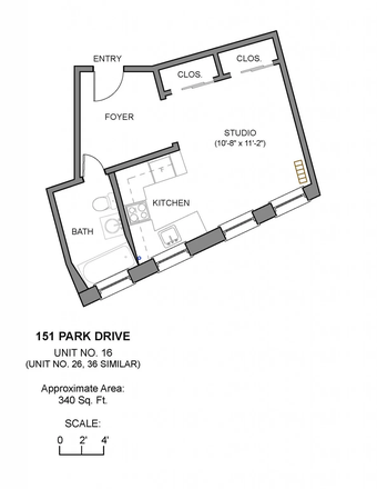 Floor plan. - Fenway Studio for Lease Takeover July & August 2026