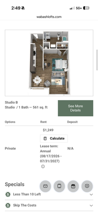 Full layout - Wabash Lofts (studio apartment)