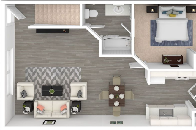 Bottom rooms floorplan - University Townhomes at Charlotte