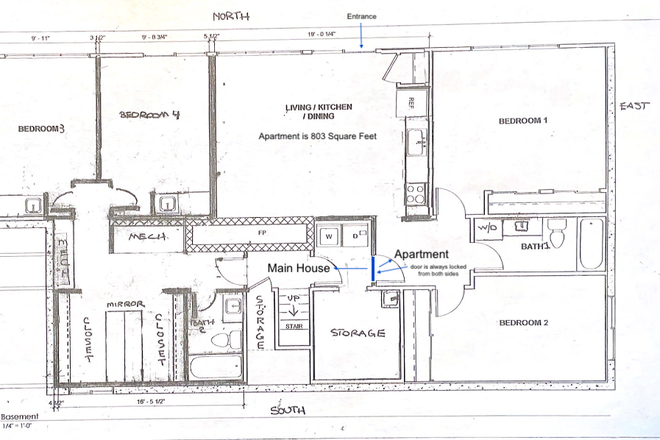 Floor Plan - 2 Bedroom Apartment in Private Home on University Heights Avene