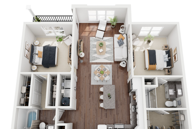 Rendering of Apartment Layout - Governors on North Henry (2 bed)