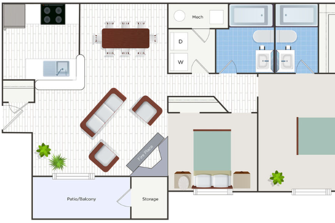 Floorplan - Apartment for Rent (10 Min from KSU Marrieta Campus 20 Min KSU Kennesaw Campus)