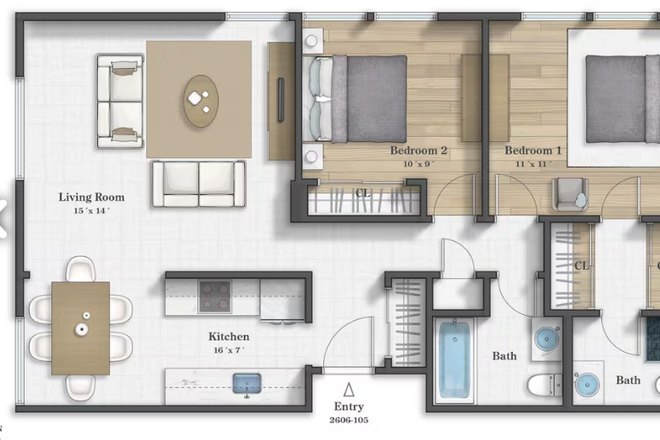 2BR/2BA - Apartment 206 2BA/2BR Double Female Identifying Roommate Summer Sublet