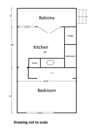 Floor Plan - One bedroom Apt for rent - Utilities included