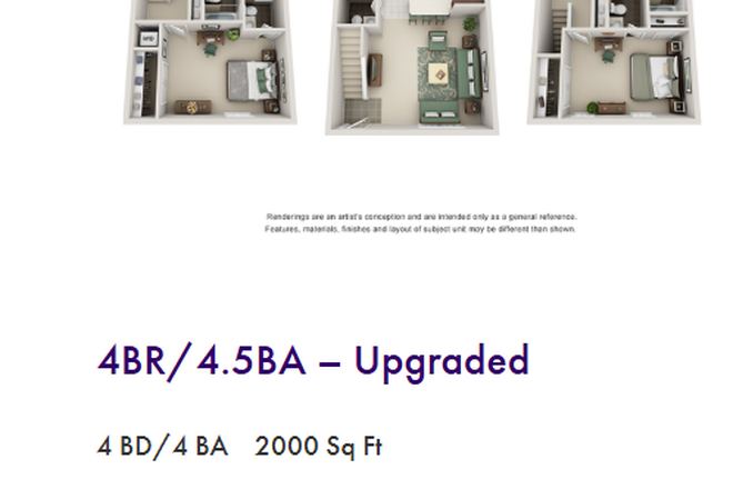 4 BR / 4.5 BA - Upgraded Apartment - Copper Beech - Harrisonburg, VA Apartment available