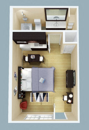 Floor plan - Studio West, Studio Apartment