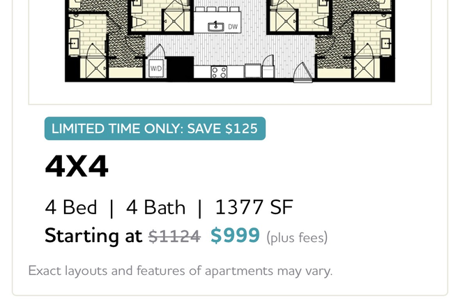 floor plan I will be living in - The Hub on Campus Orlando