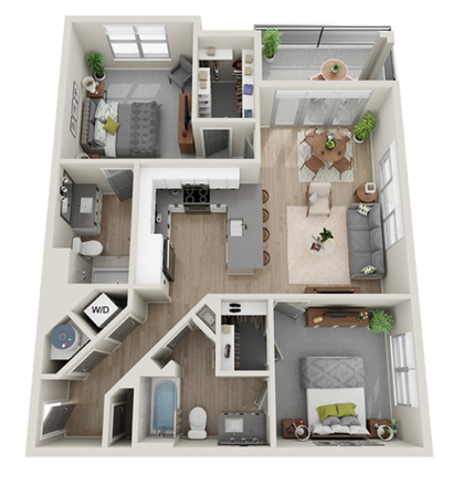 FloorPlan - Bell Chapel Hill, 2 Bed 2 Bath in University Place Apartments