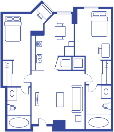 Floorplan of the 2x2 - Renting of Left Side Room A - University View 2x2 Sublease – Spring 2027 Apartments
