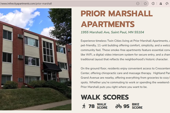 very detailed description all on the website in the picture, take a look! - Prior Marshall Apartments