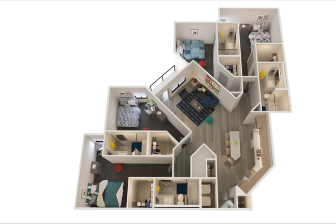 Floor plan, unit in bottom left is available to sublease - Union on Fletcher