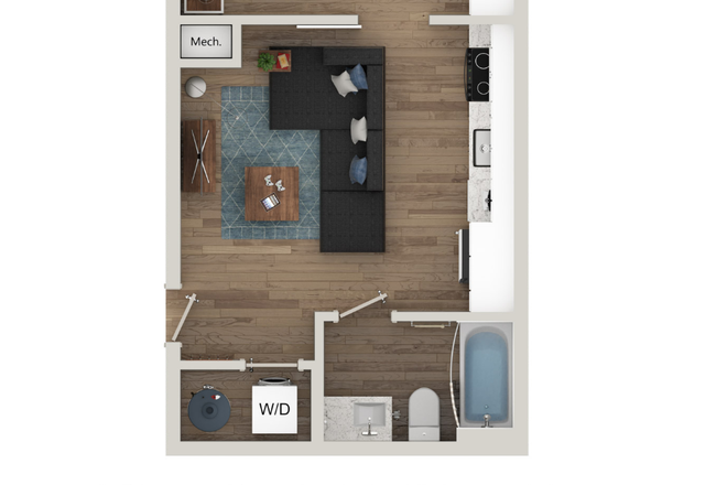 Full Floor Plan - Aspen Heights Apartments, 1-bed, 1-bath (Spring 2027)
