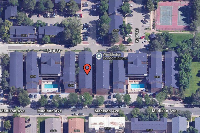 Aerial view of the Wimbledon condos - Madison Condos, Close to campus