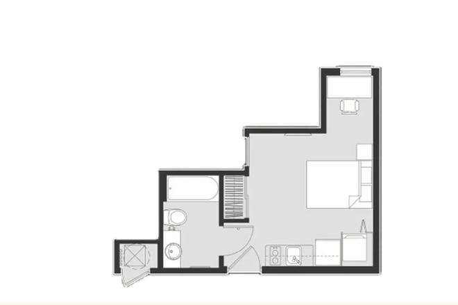 Floorplan - Midtown Apartments Studio Apartment (S3) Floorplan, Across the Street from Campus and Midtown