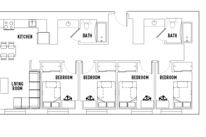 bedrooms and living area - Lightview Apartment for Summer!