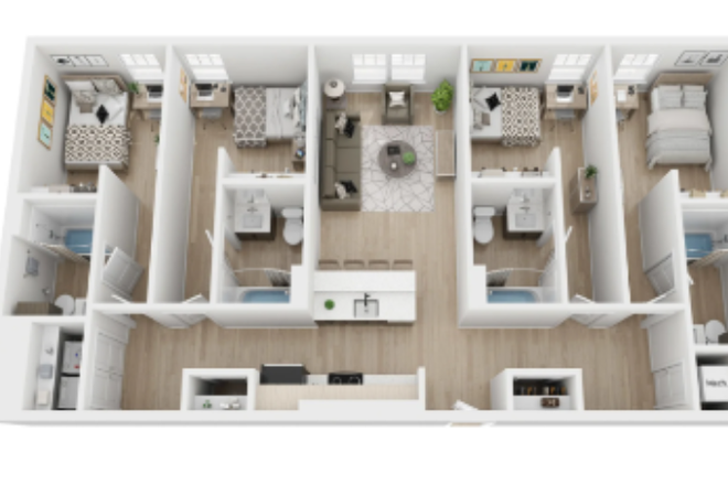 Apartment floor plan, 4 bed/ 4 bath Floor Plan A - Fieldstone Slate