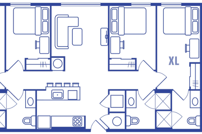 Floorplan - Room in all women 4 bed/4 bath unit for the Spring Semester