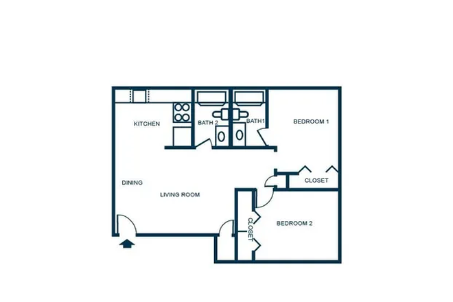 Floor plan - Subleasing a 2B2B at Launch Apartments from January 1st (Flexible with early move in).