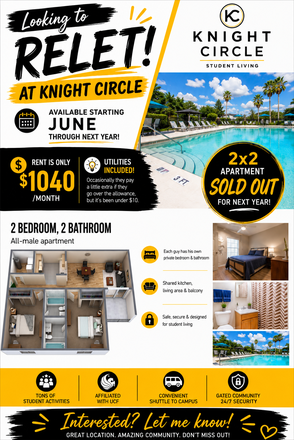 Ad - Knights Circle, Gated Apartment across from UCF