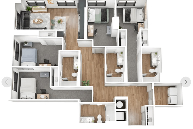 Floor plan (room for rent is in lower left) - Kinetic Student Apartments
