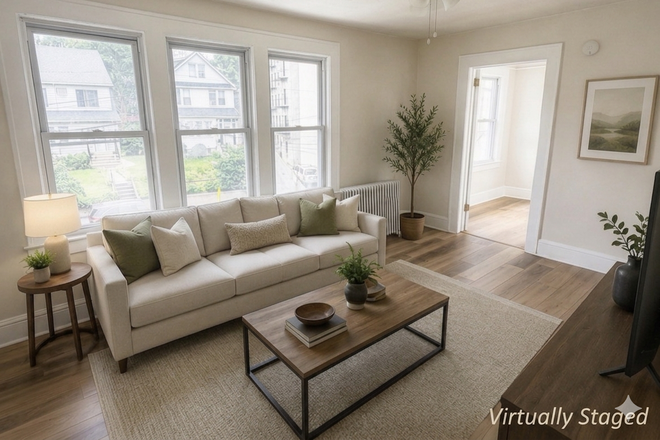 Living Room (staged) - Newly Renovated 2 Bed 1 Bath in Bloomfield! Parking, In-Unit Laundry & Pets OK