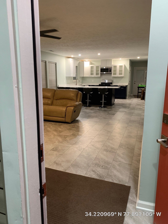 Interior LR & Kitchen - Just Outside 1-mile (drive or walk to UNCW): Beautiful 100% renovated home - One Bedroom to rent