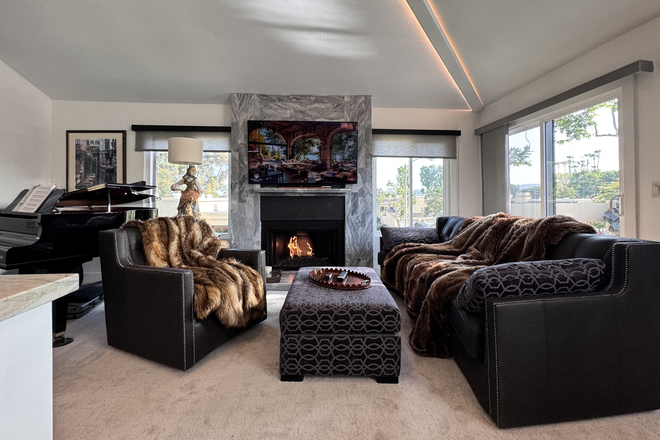 Living Room - Furnished UTC Home Near UCSD | Piano, EV Charger, Quiet Private Street